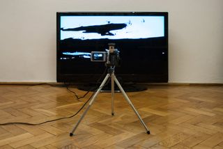 The Subject Is a Limit of the World (2009) Medium: Installation / video camera, TV screen, cables, tripod, feedback loop.